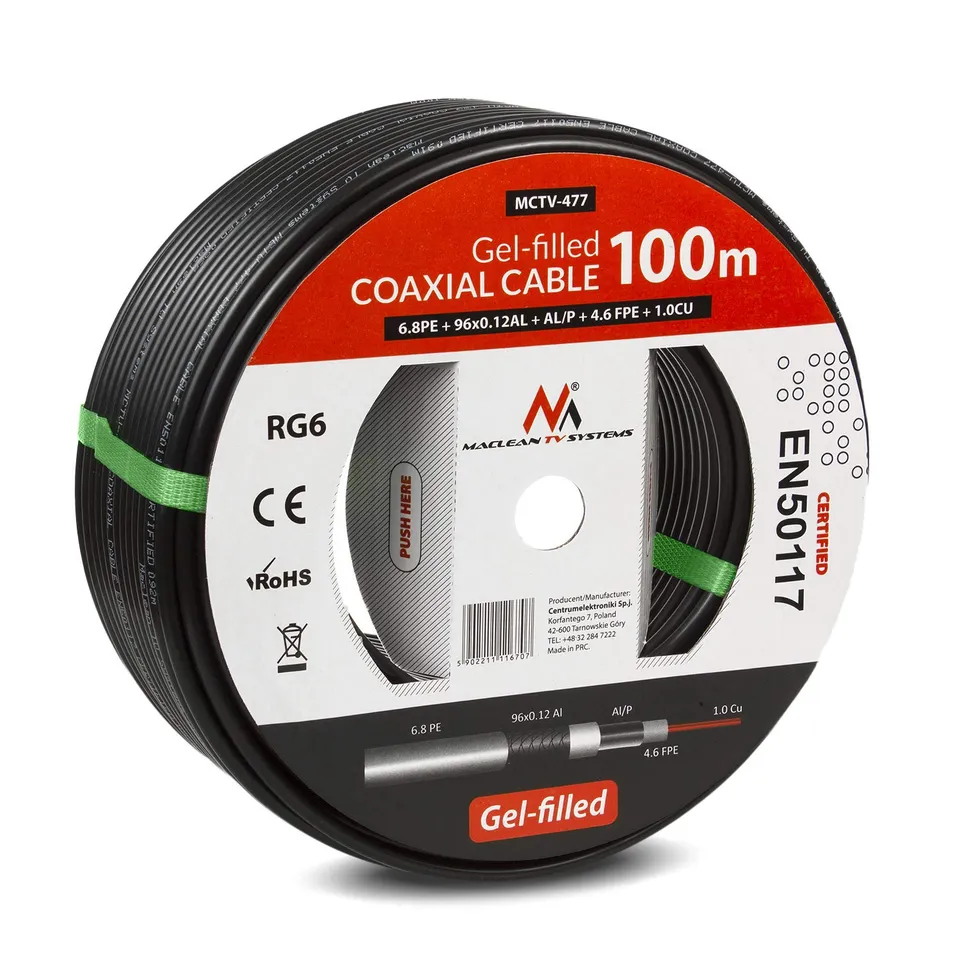 Maclean TV Systems MCTV-477 Koaxialkabel RG6 100m