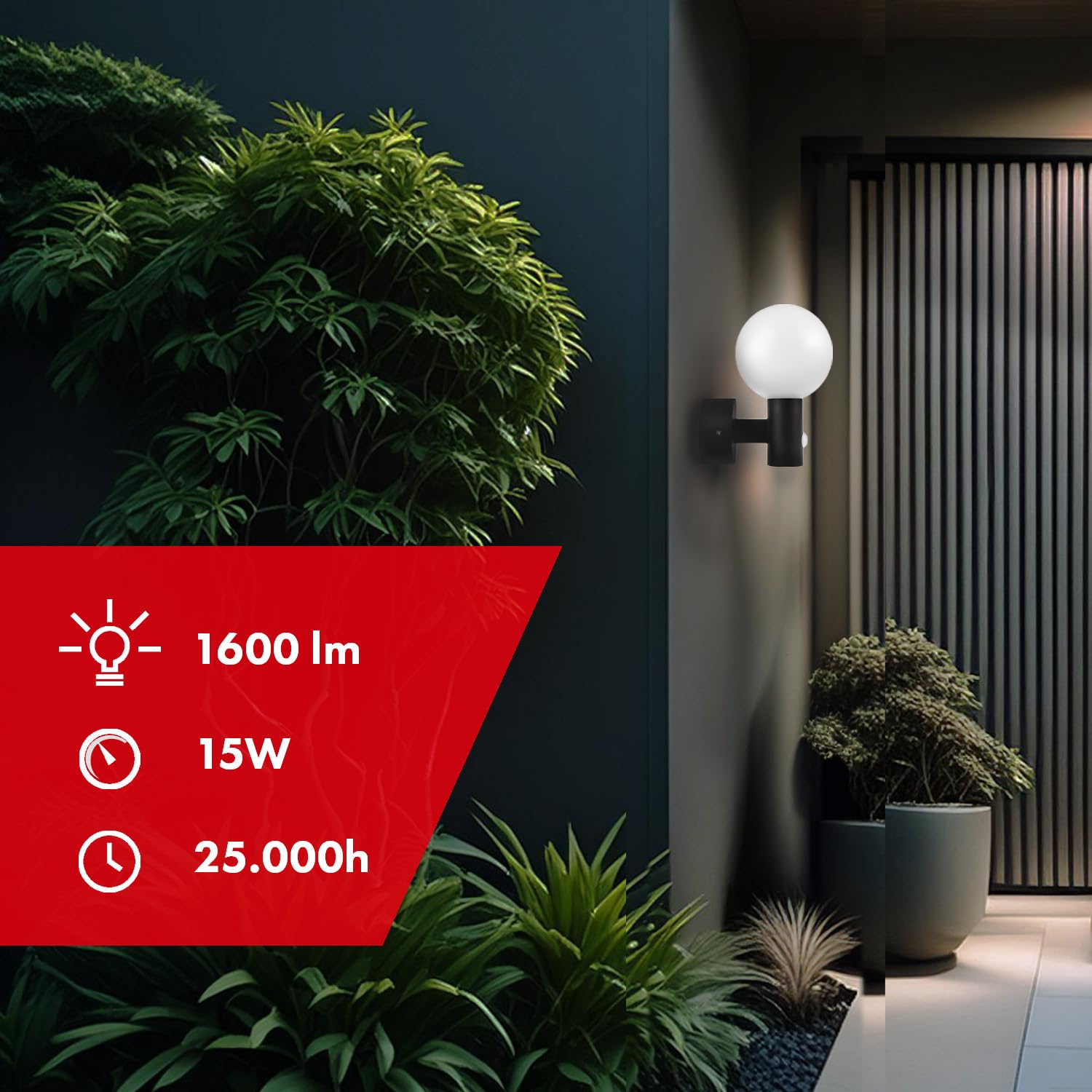 Maclean Energy MCE515 LED Wandleuchte PIR schwarz 15W