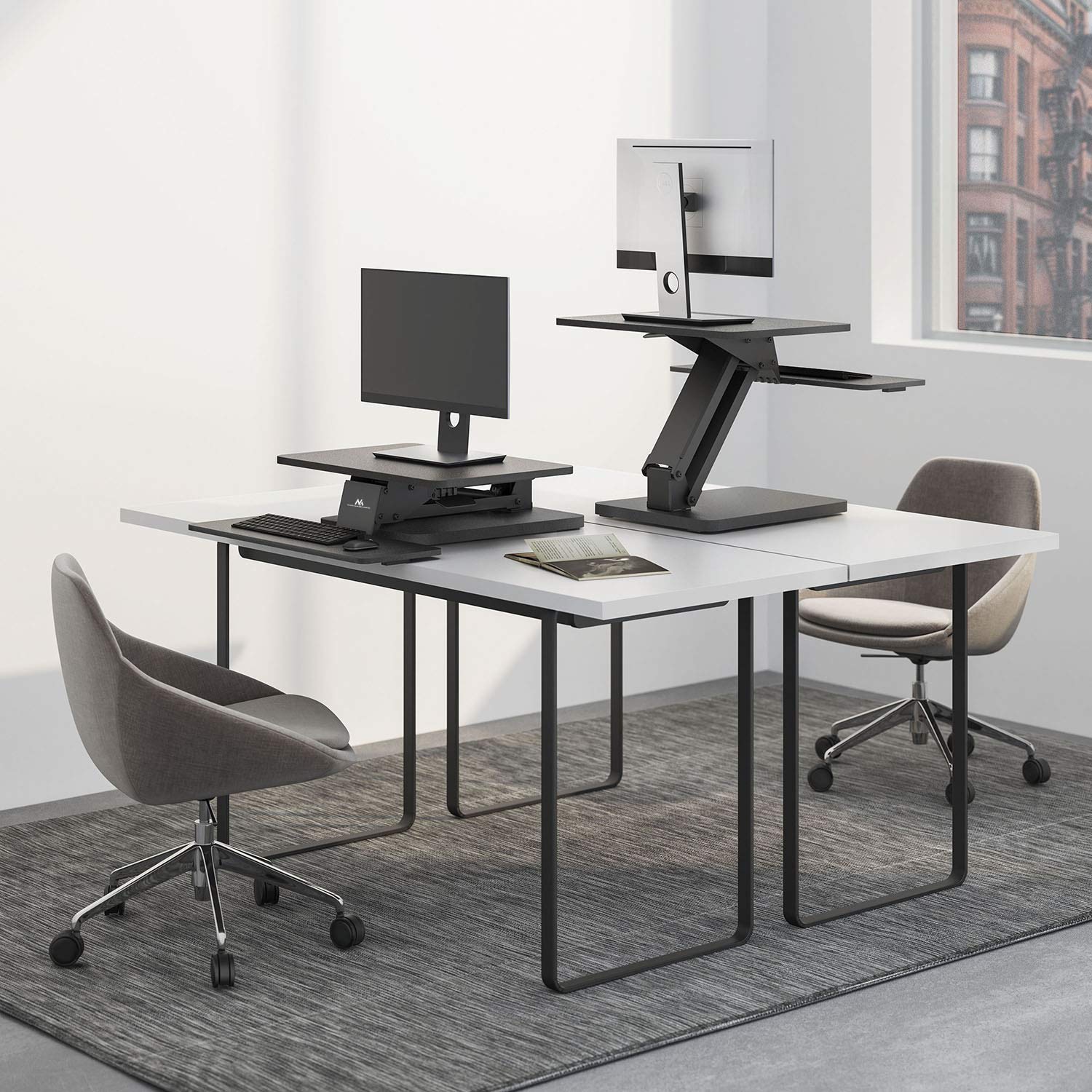 Maclean MC-882 Schreibtischaufsatz Sitz-Steh schwarz Gasfeder