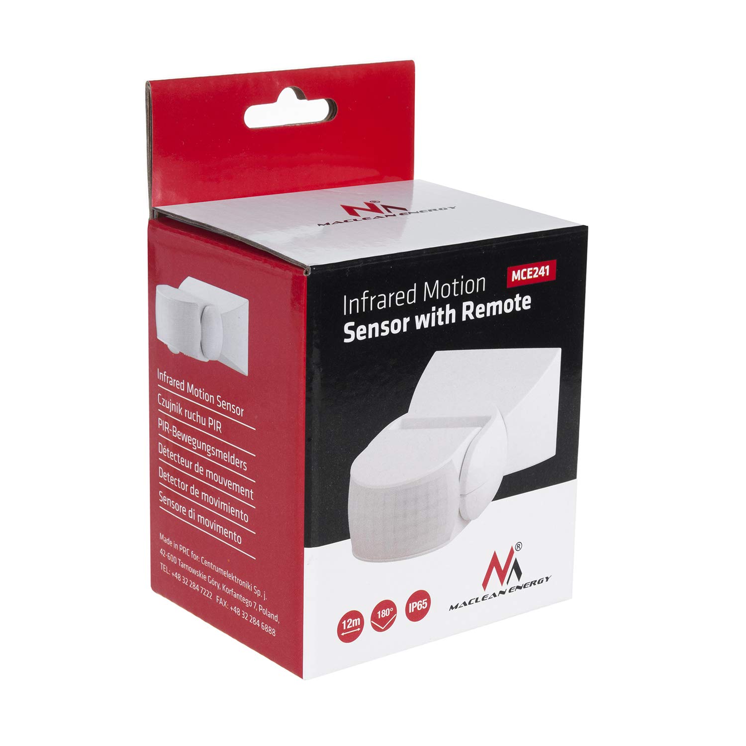 Maclean Energy MCE241 Bewegungsmelder Weiß IP65 mit Fernbedienung