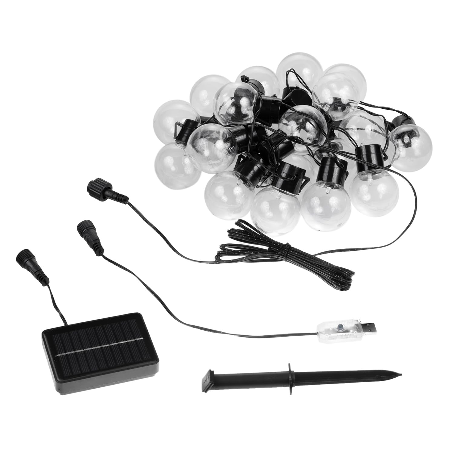 Maclean MCE424 Solar-Lichterkette Garten 7m 20 Birnen IP44