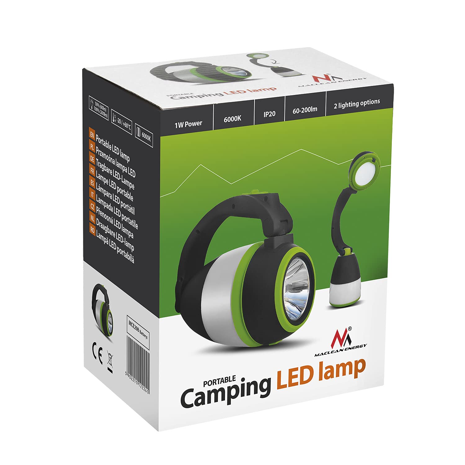 Maclean Energy MCE298 LED-Lampe Camping 1500mAh kaltweiß
