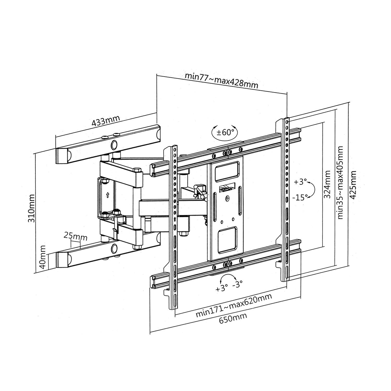 Maclean Energy MC-881 TV-Wandhalterung 37-85 Zoll schwenkbar