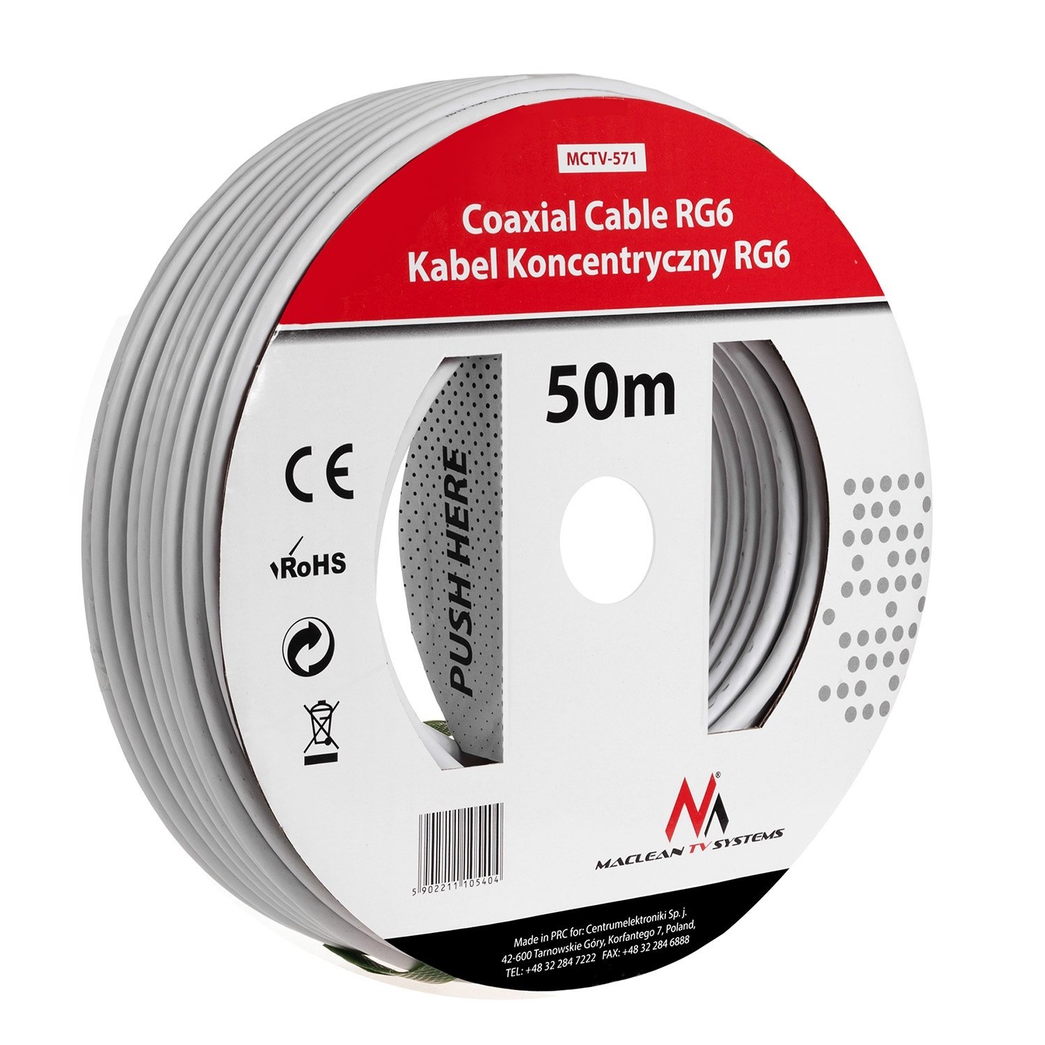 Maclean MCTV-571 SAT-Antennenkabel RG6 50m 75 Ohm