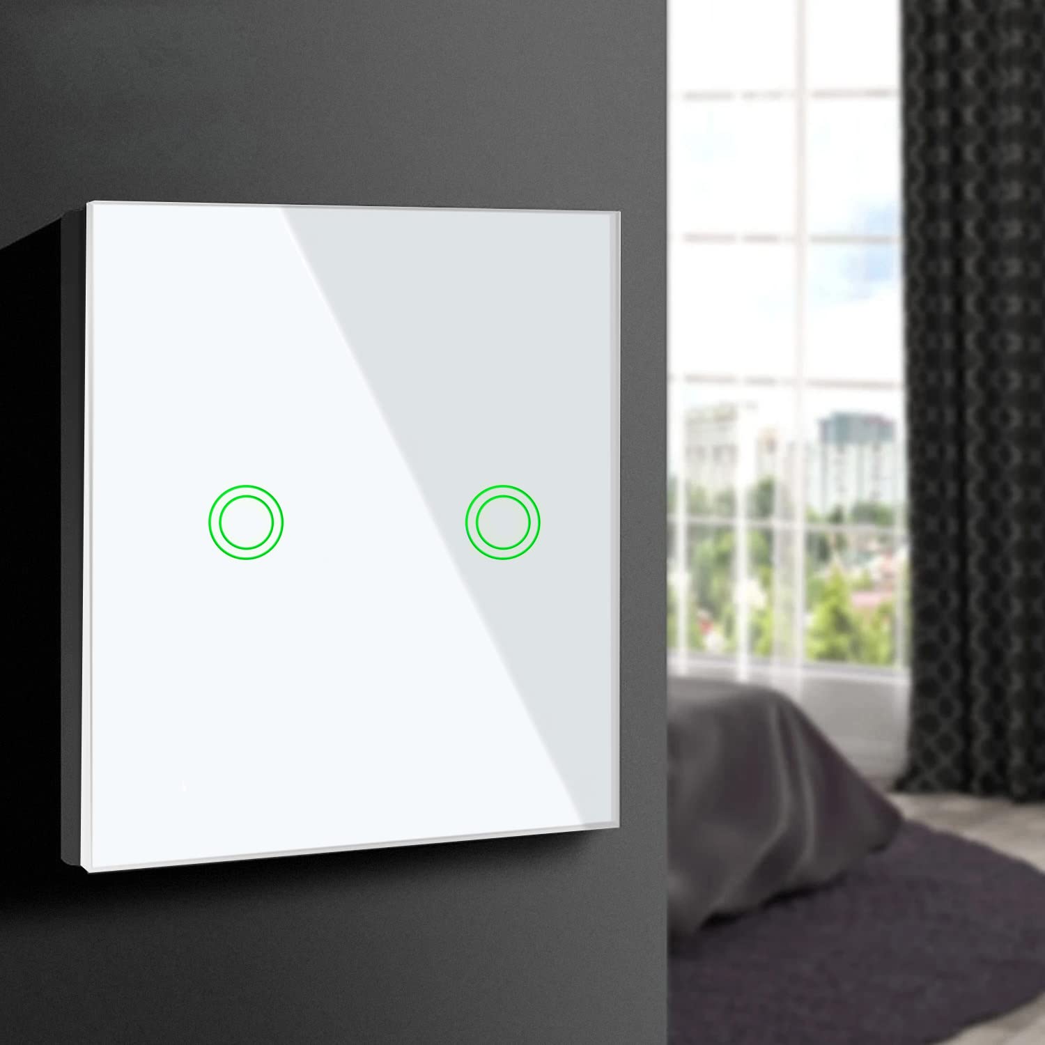 Maclean Energy MCE714W WLAN-Lichtschalter 2-fach weiß rund
