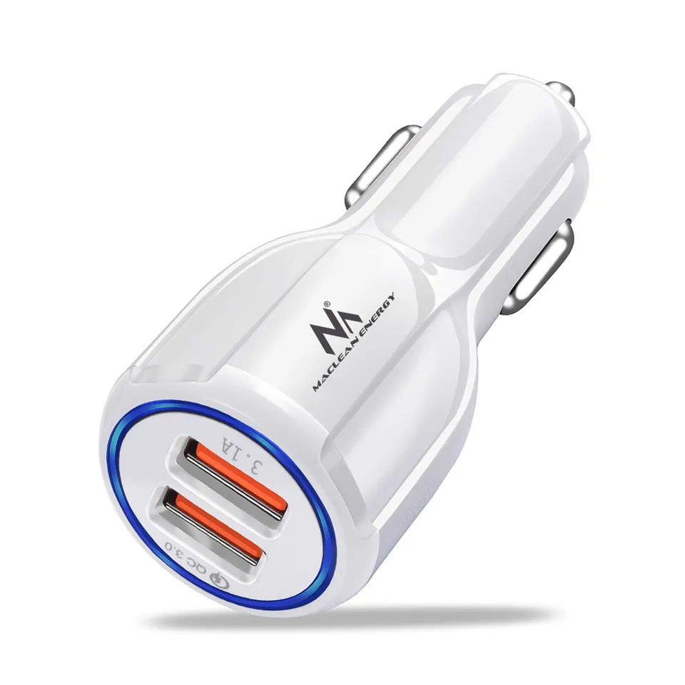 Maclean Energy MCE478 Autoladegerät USB Quick Charge 3.0 Weiß