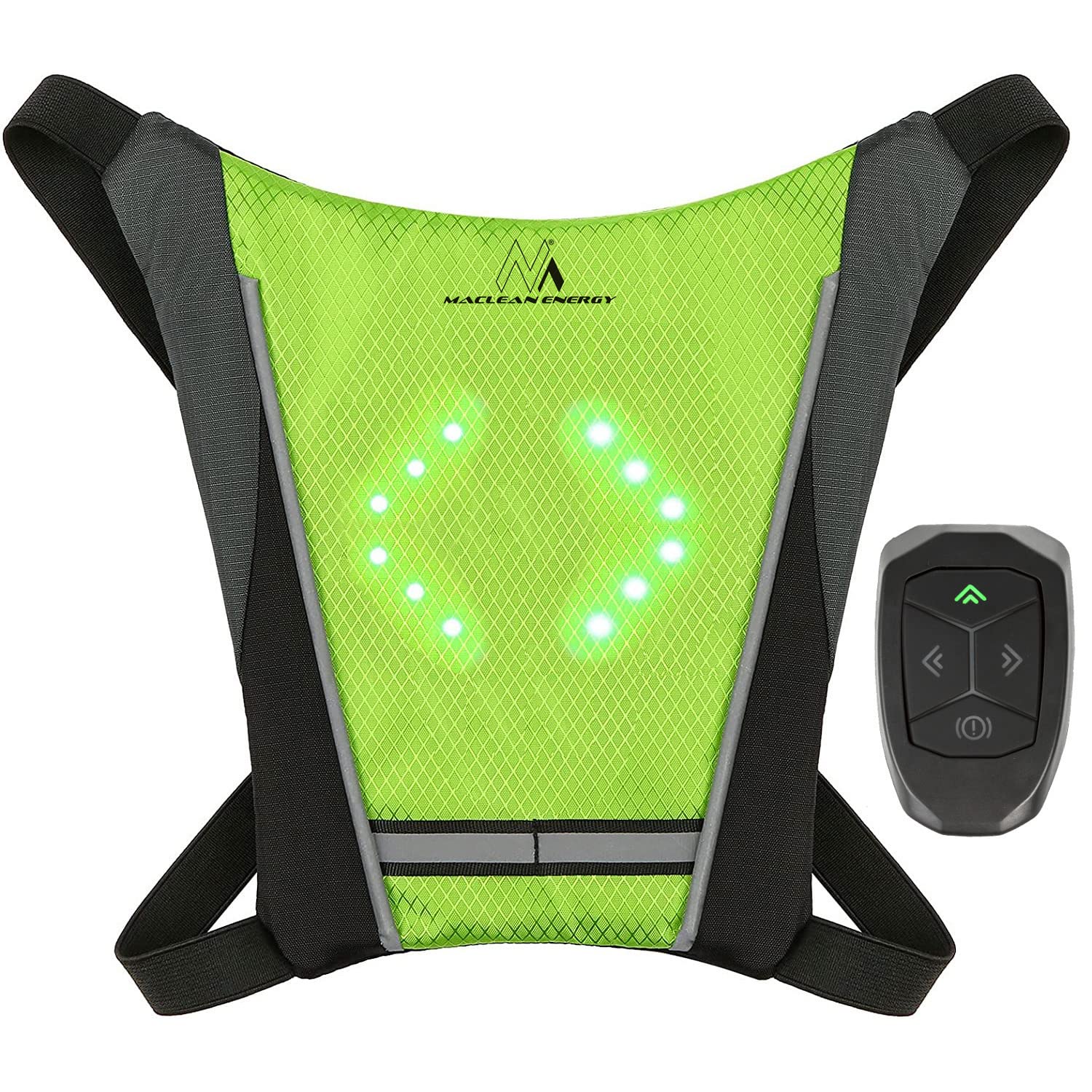 Maclean Sicherheitswarnweste mit LED-Blinker USB Fernbedienung