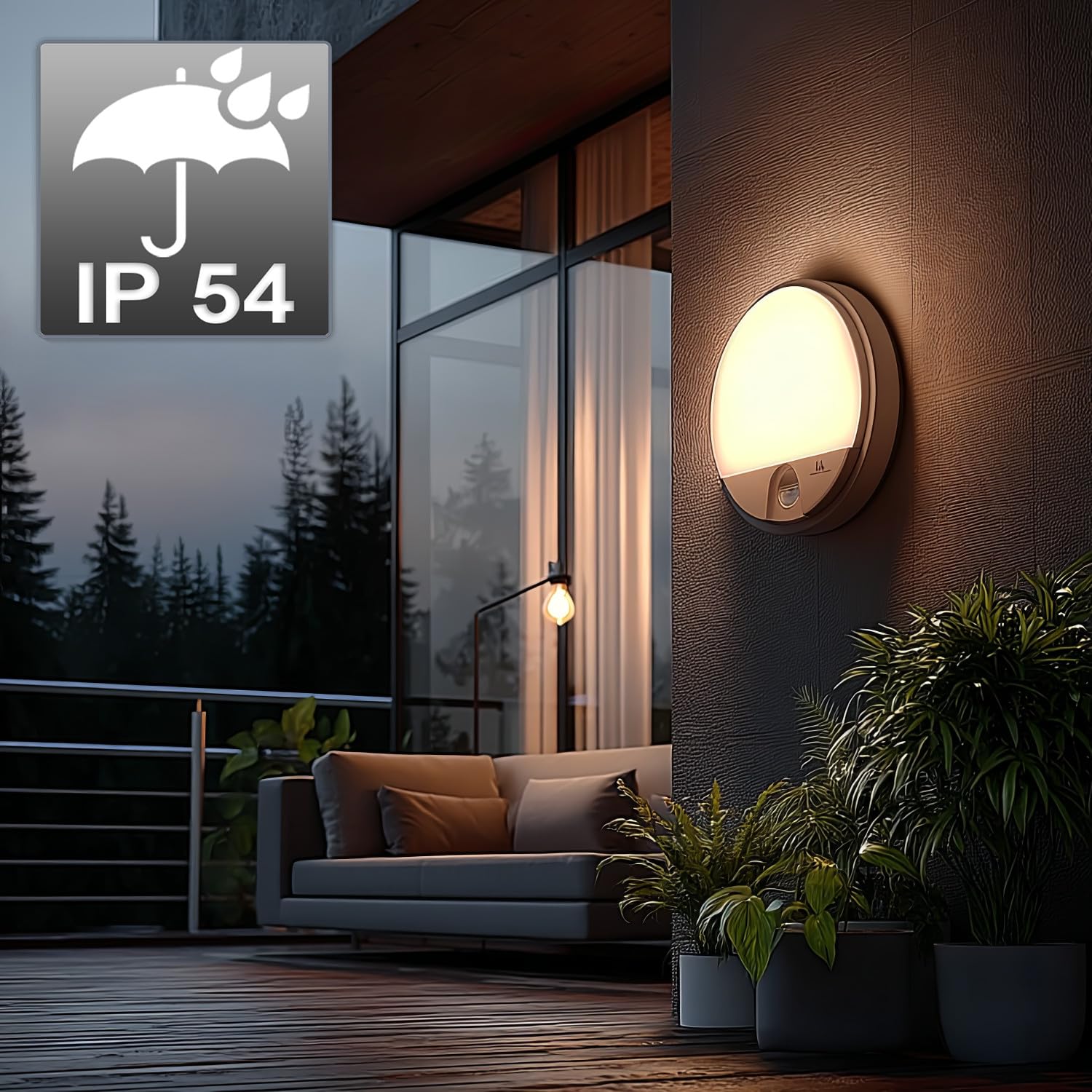 Maclean Energy MCE291 LED Wandleuchte Weiß mit Bewegungsmelder IP54