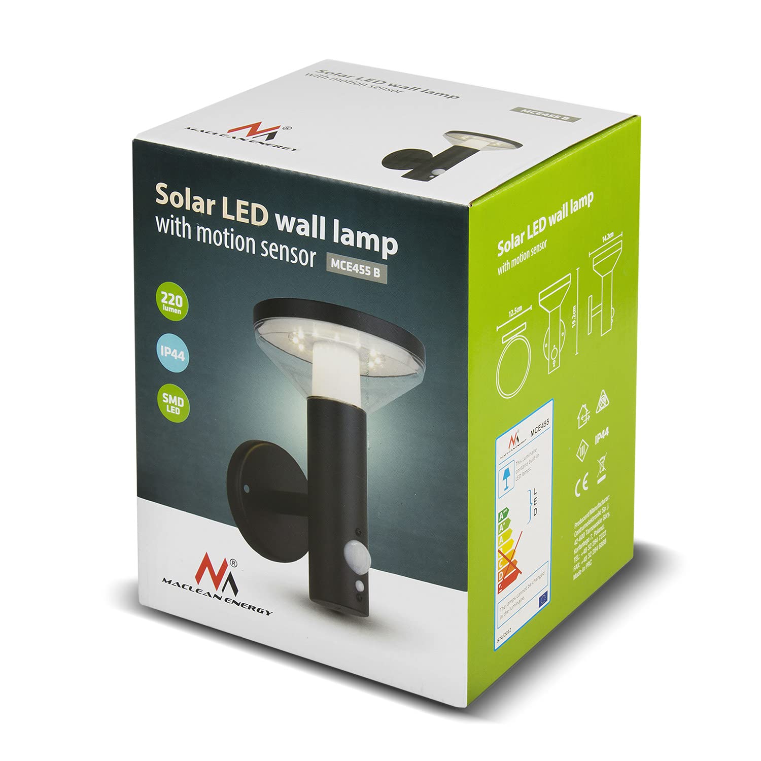 Maclean Energy MCE455 Solar Wandleuchte 4 Stück IP44 neutralweiß