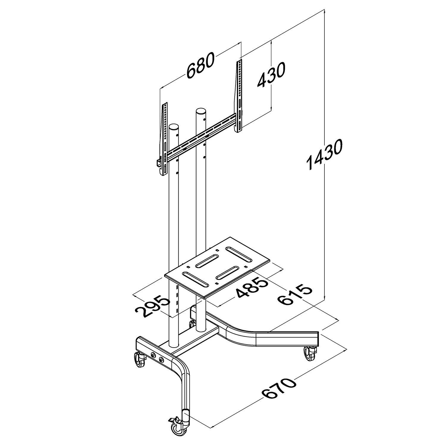 Maclean MC-739 TV Standfuß mit Regal 32-65" 40kg