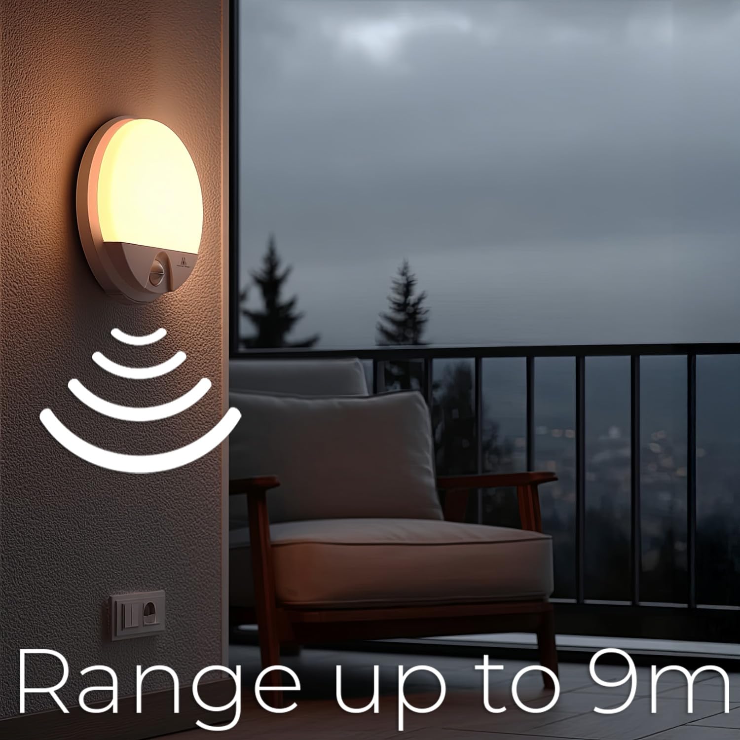 Maclean Energy MCE291 LED Wandleuchte Weiß mit Bewegungsmelder IP54