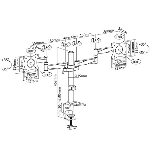 Maclean MC-714 Dual Monitorhalter 13-27 Zoll
