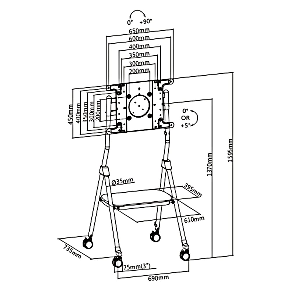 Maclean Brackets MC-941 TV Ständer 32-55 Zoll Rollen 50kg