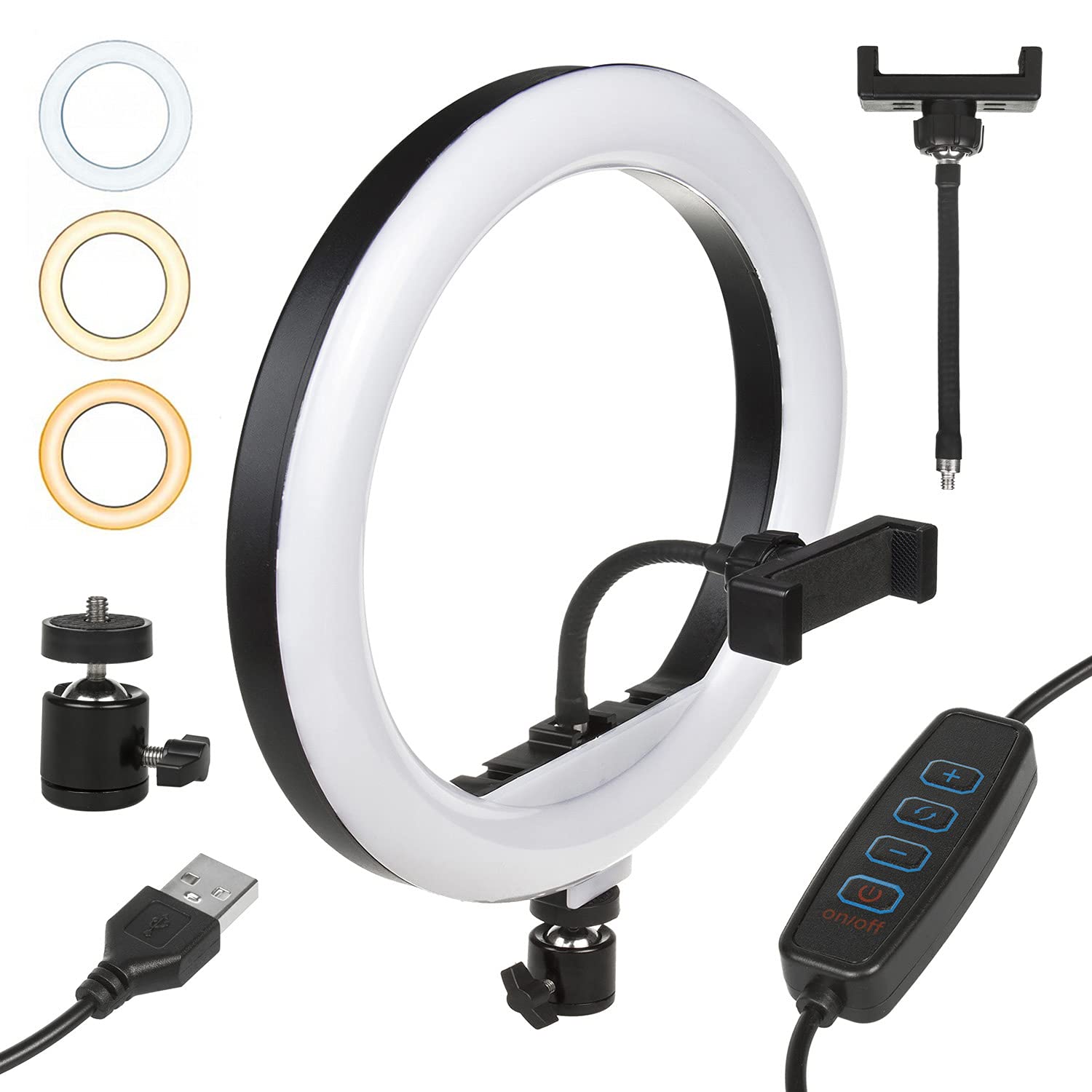 Maclean Energy MCE612 Ringlicht 12 Zoll 20W dimmbar Handyhalter