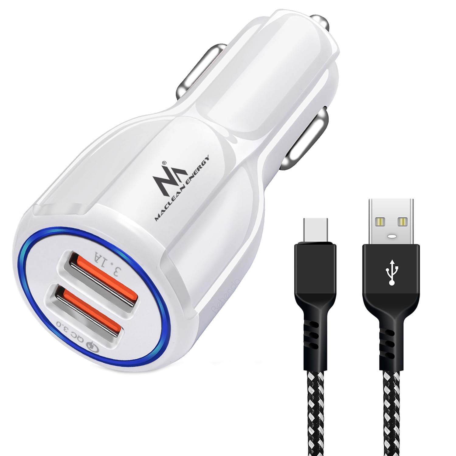 Maclean Energy MCE478 Autoladegerät USB Quick Charge 3.0 Weiß
