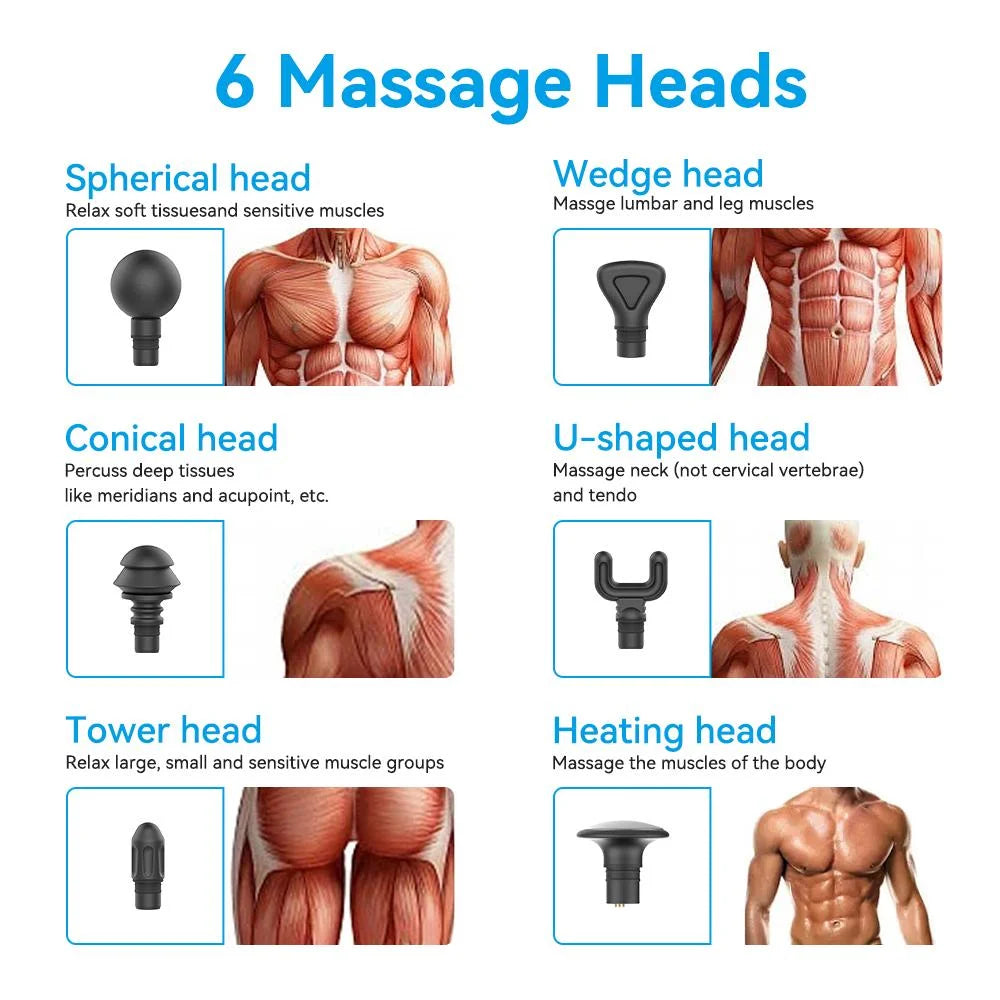 KiCA EVO Massagepistole klappbar 6 Köpfe 6 Stufen