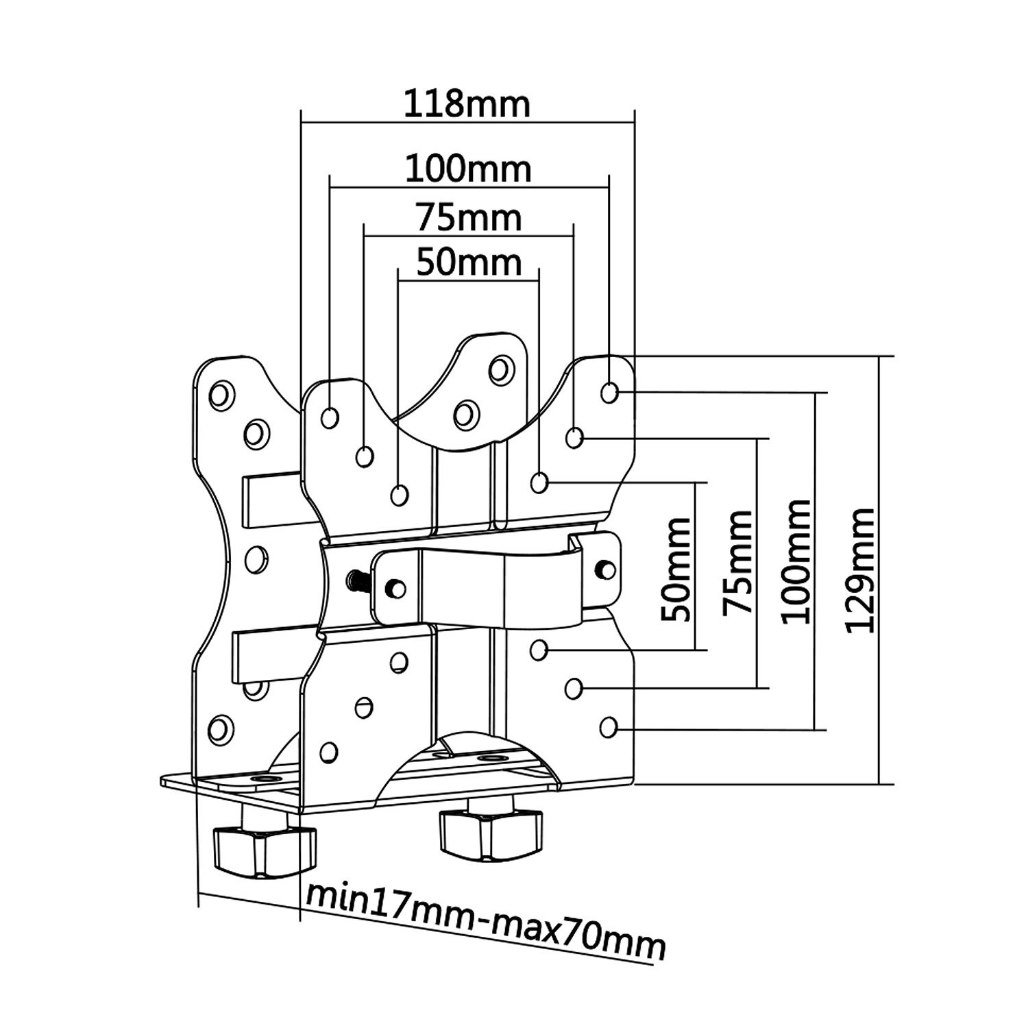 Maclean Brackets MC-720 Mini-PC Halterung Untertisch VESA 5kg