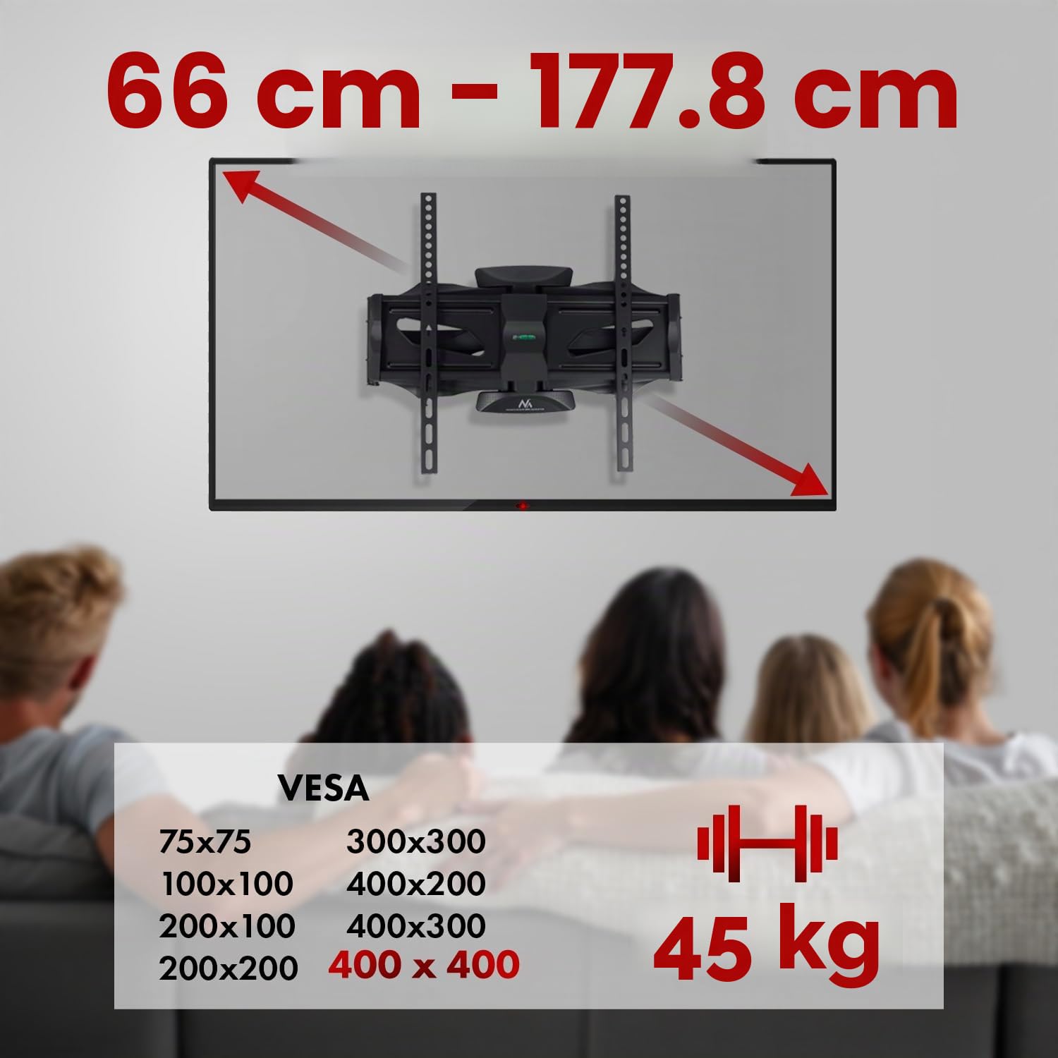Maclean Brackets TV-Wandhalterung 26-70 Zoll schwenkbar 45 kg