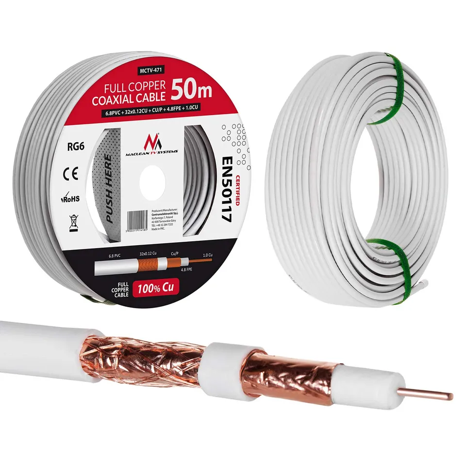 Maclean MCTV-471 Antennenkabel 50m RG6 Kupfer