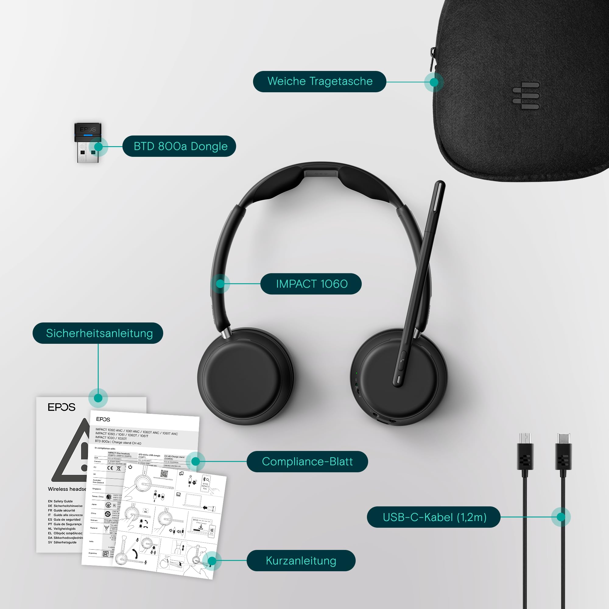 EPOS IMPACT 1060 Bluetooth-Headset beidseitig mit Mikrofon