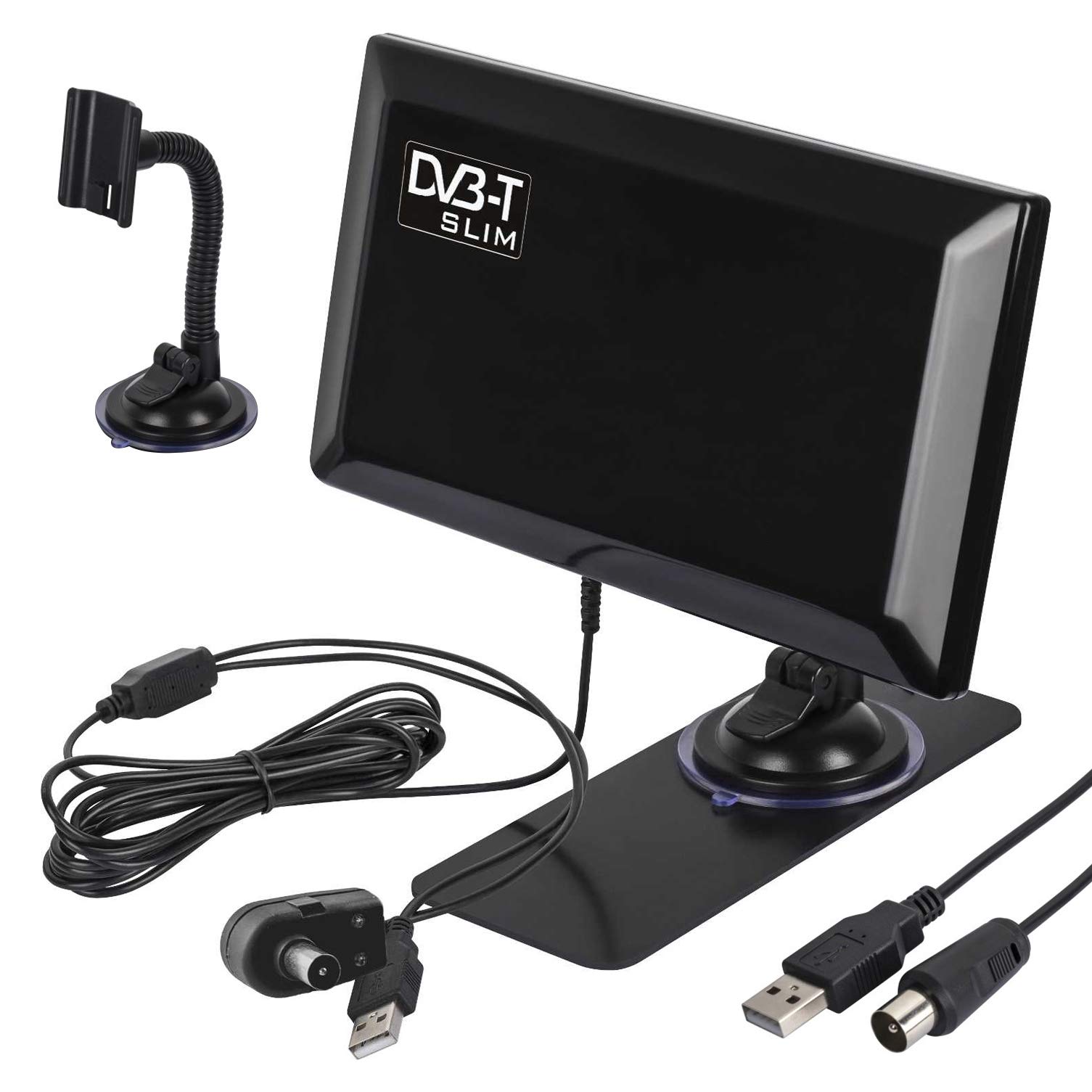 Maclean MCTV-948 Zimmerantenne aktiv DVB-T2 USB Saugnapf
