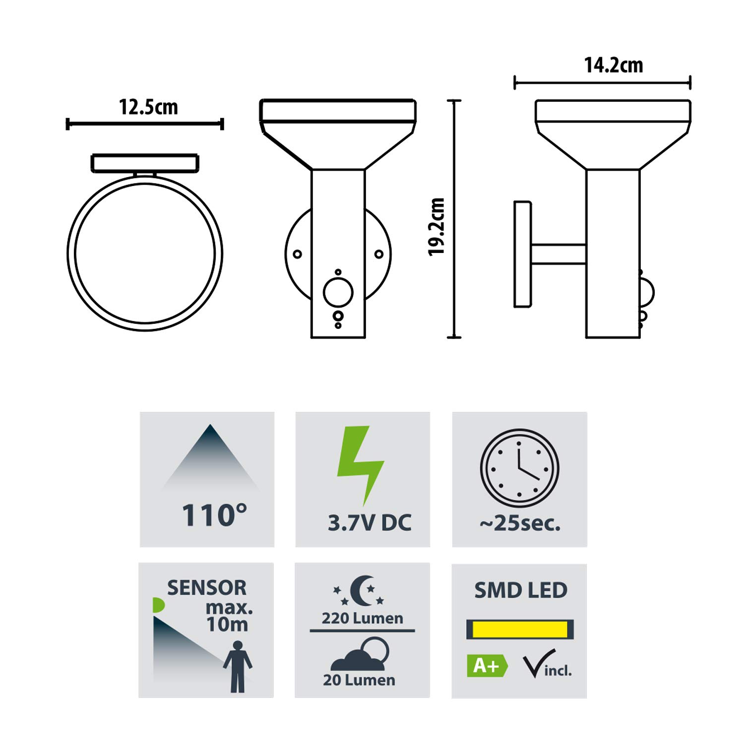 Maclean Energy MCE455 Solar Wandleuchte 4 Stück IP44 neutralweiß