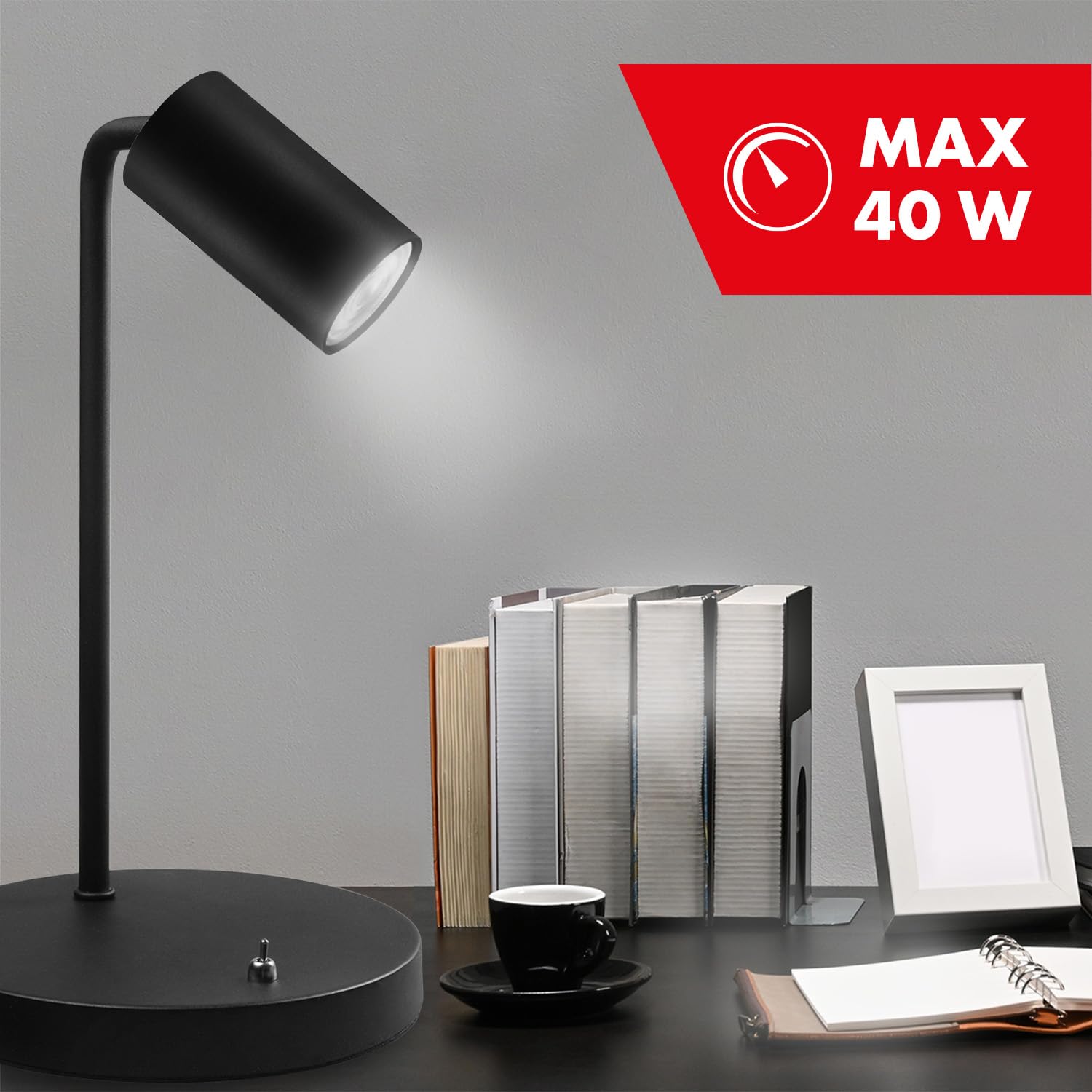 Maclean Energy MCE370 GU10 Schreibtischlampe schwarz ohne Leuchtmittel