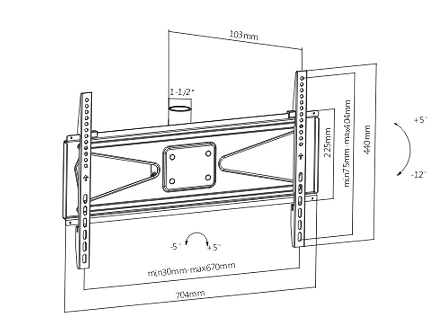 Maclean Energy MC-705/706/708 TV-Deckenhalterung 37-70" Teleskop