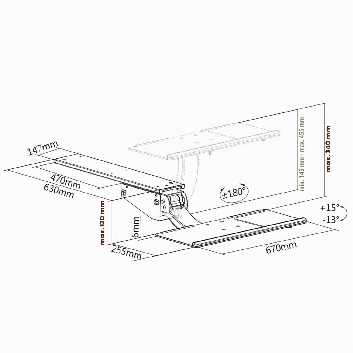 Maclean Brackets MC-795 Tastaturschublade ausziehbar 67 cm kaufen