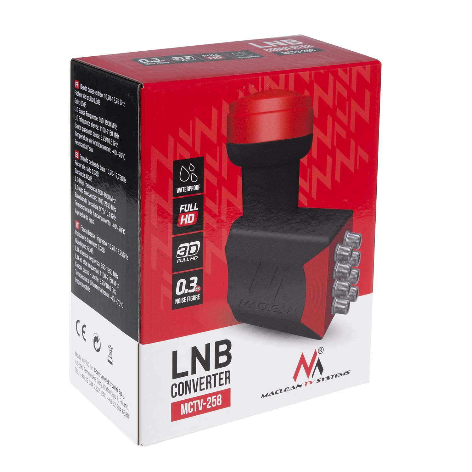 Maclean MCTV-258 Octo-LNB 0,3dB für 8 Teilnehmer