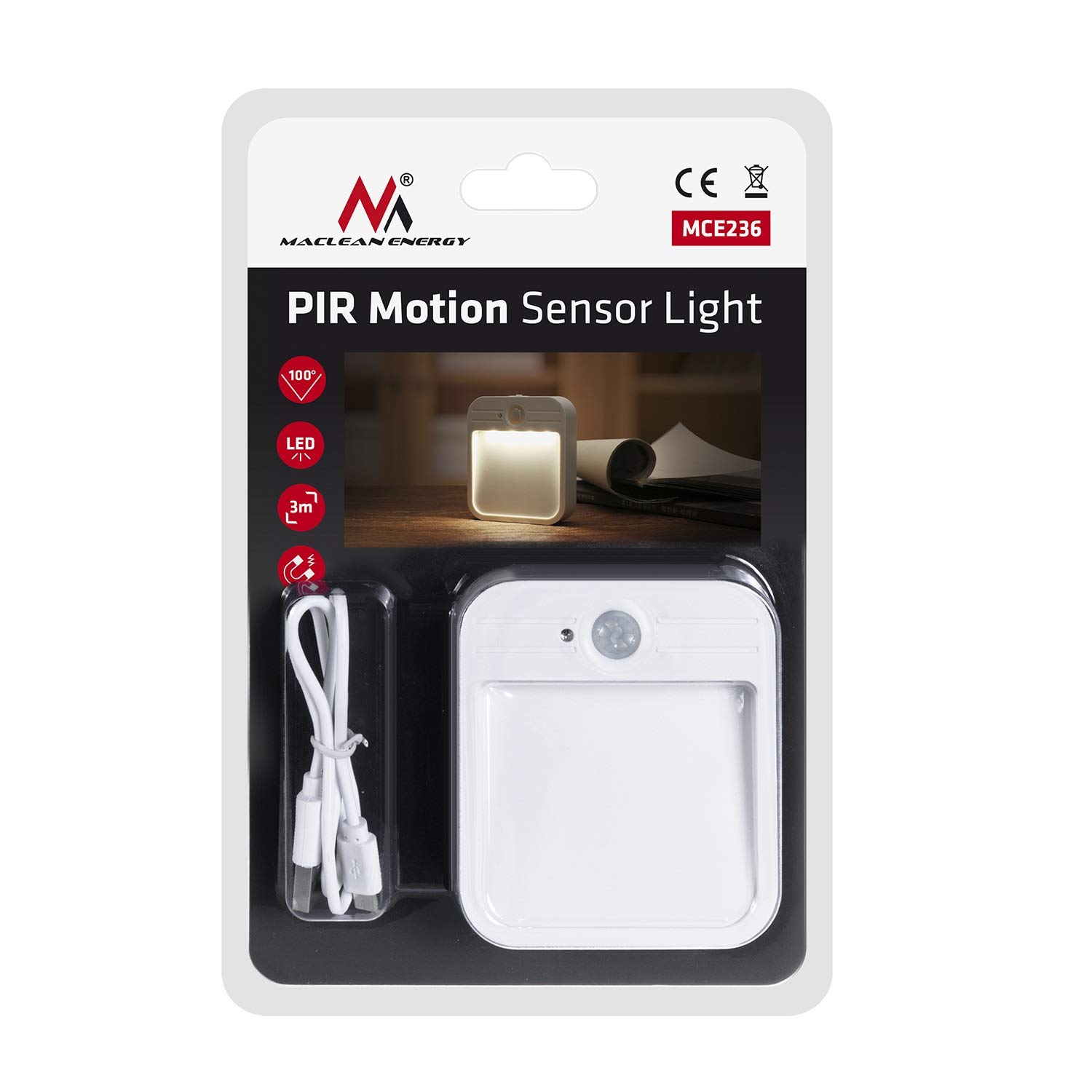 Maclean Energy MCE236 LED Lampe PIR Sensor 4000K Magnet