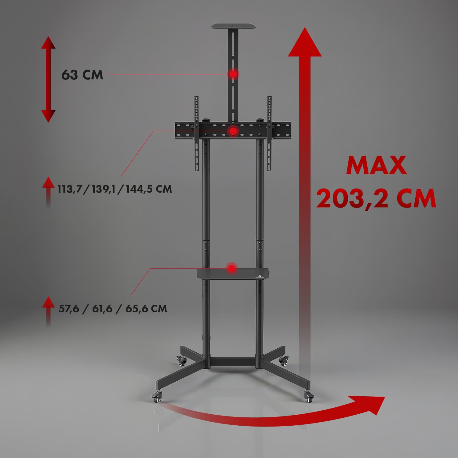 Maclean MC-113 TV-Ständer Rollen 37-70 Zoll VESA 45 kg