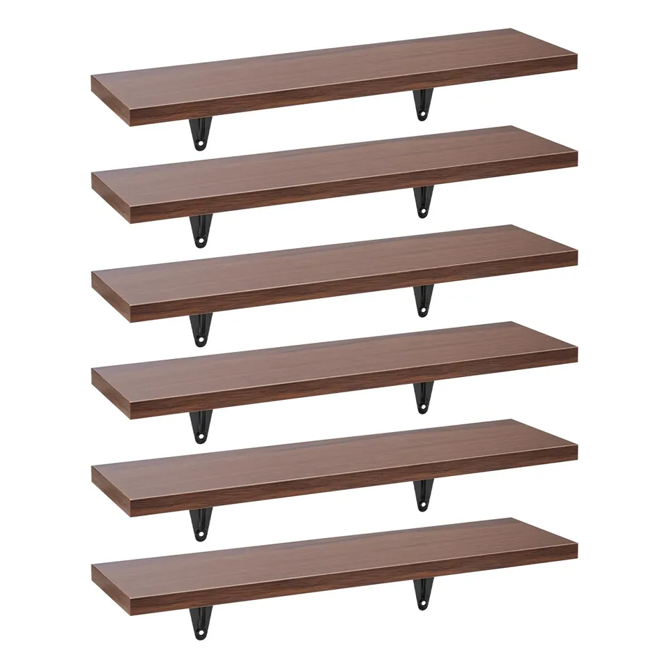 Maclean Brackets MC-331 Wandregal 6er Set Nussbaum 8kg