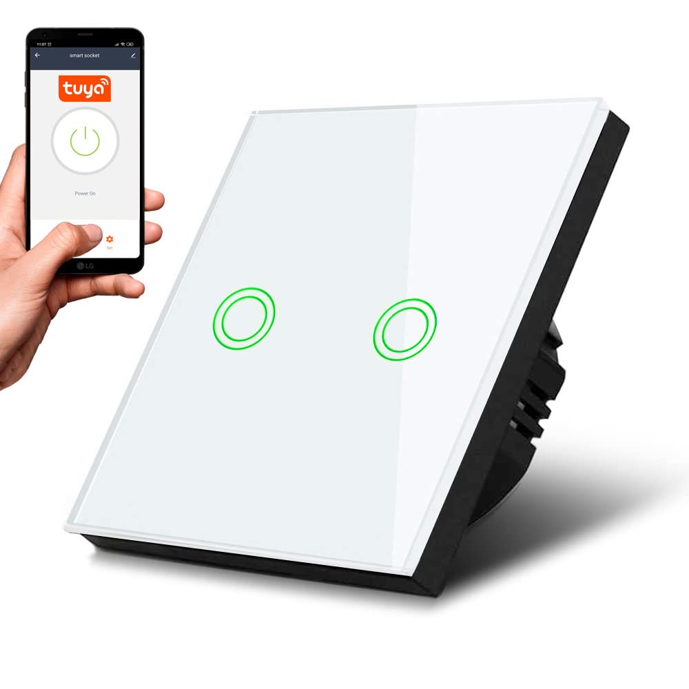 Maclean Energy MCE714W WLAN-Lichtschalter 2-fach weiß rund