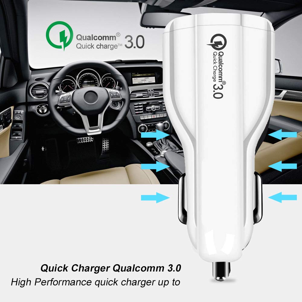 Maclean Energy MCE478 Autoladegerät USB Quick Charge 3.0 Weiß