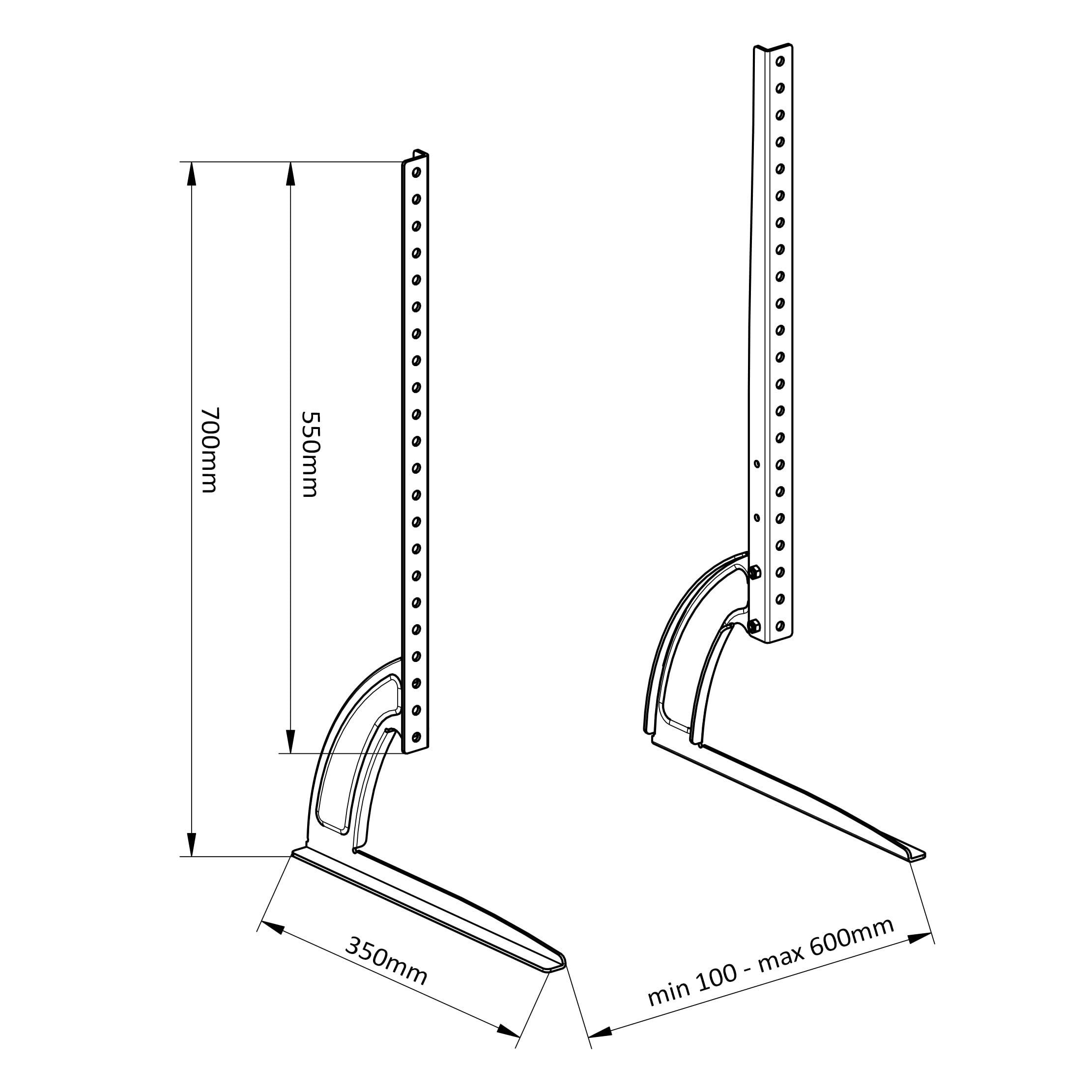 Maclean Brackets MC-954 TV Standfuß 32-70 Zoll schwarz 50kg
