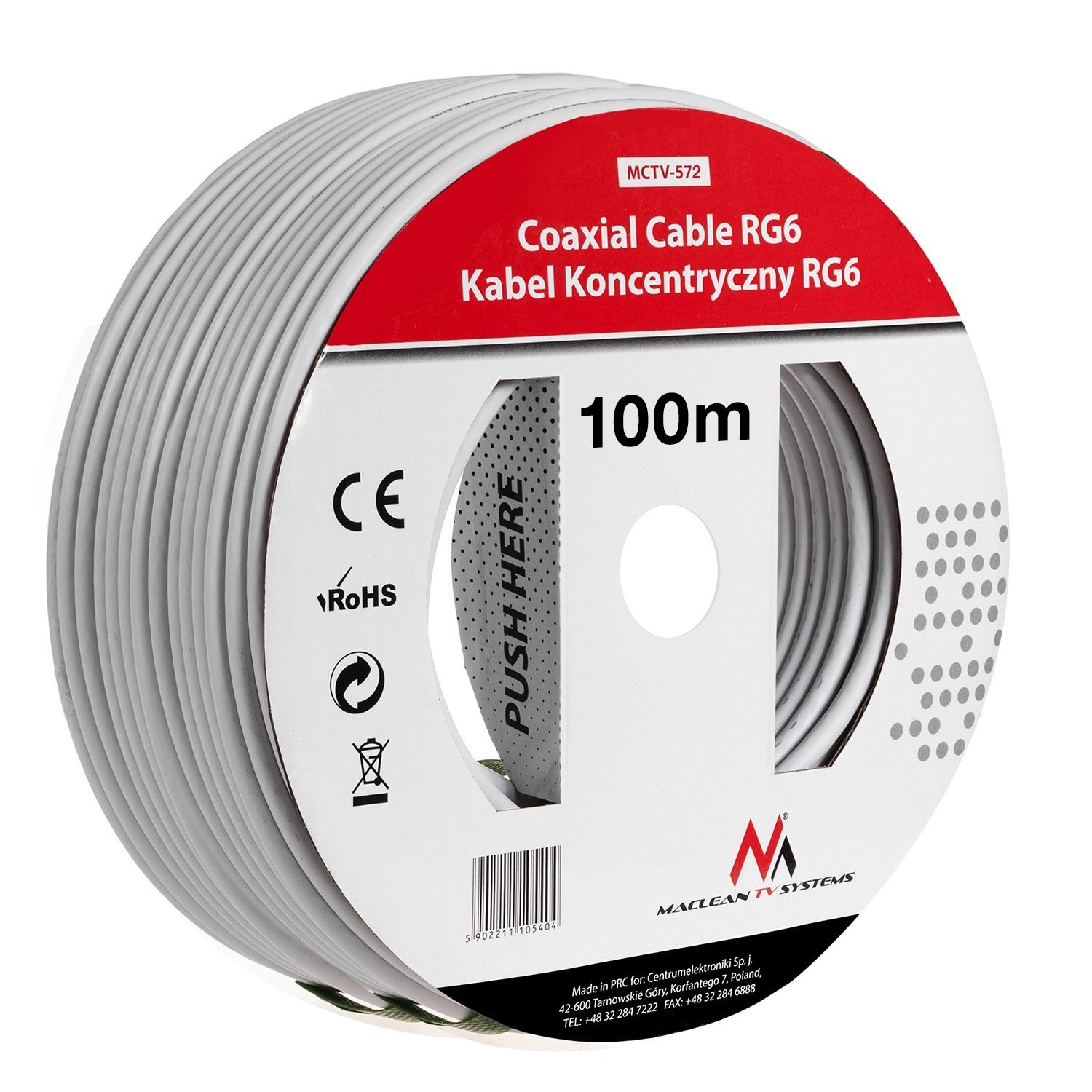 Maclean MCTV-571 SAT-Antennenkabel RG6 50m 75 Ohm