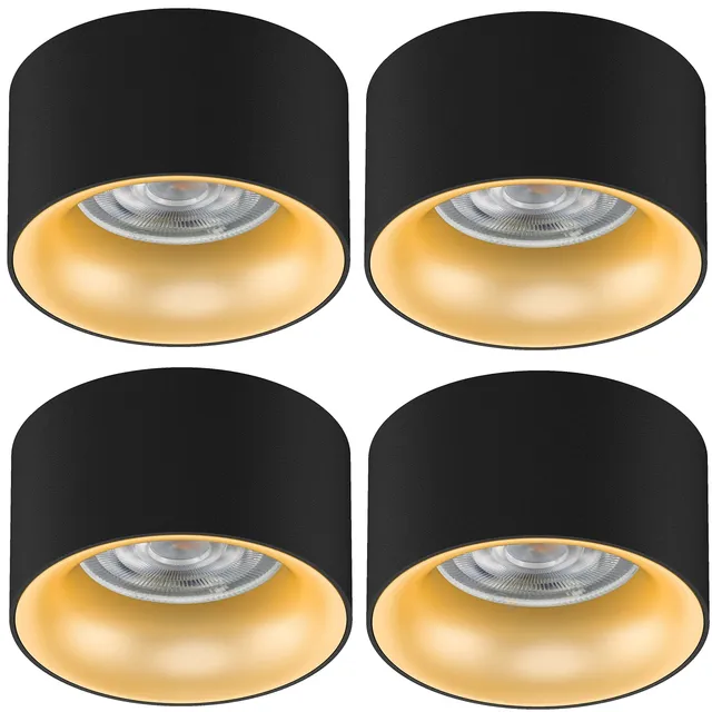 Maclean Energy MCE457 Einbaustrahler GU10 4er Set schwarz gold warmweiß