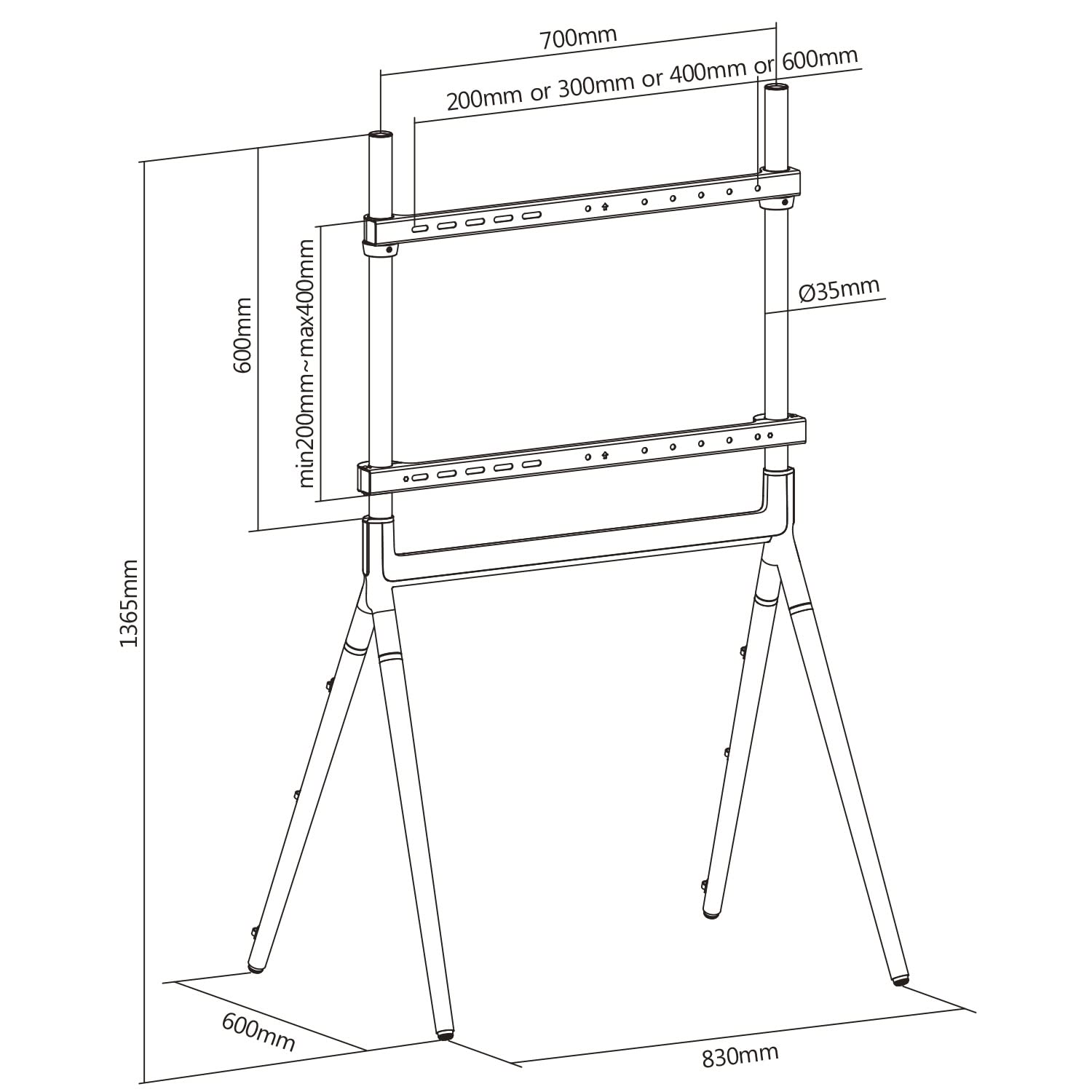 Maclean MC-926 TV Ständer 49-70 Zoll VESA 600x400 Walnuss