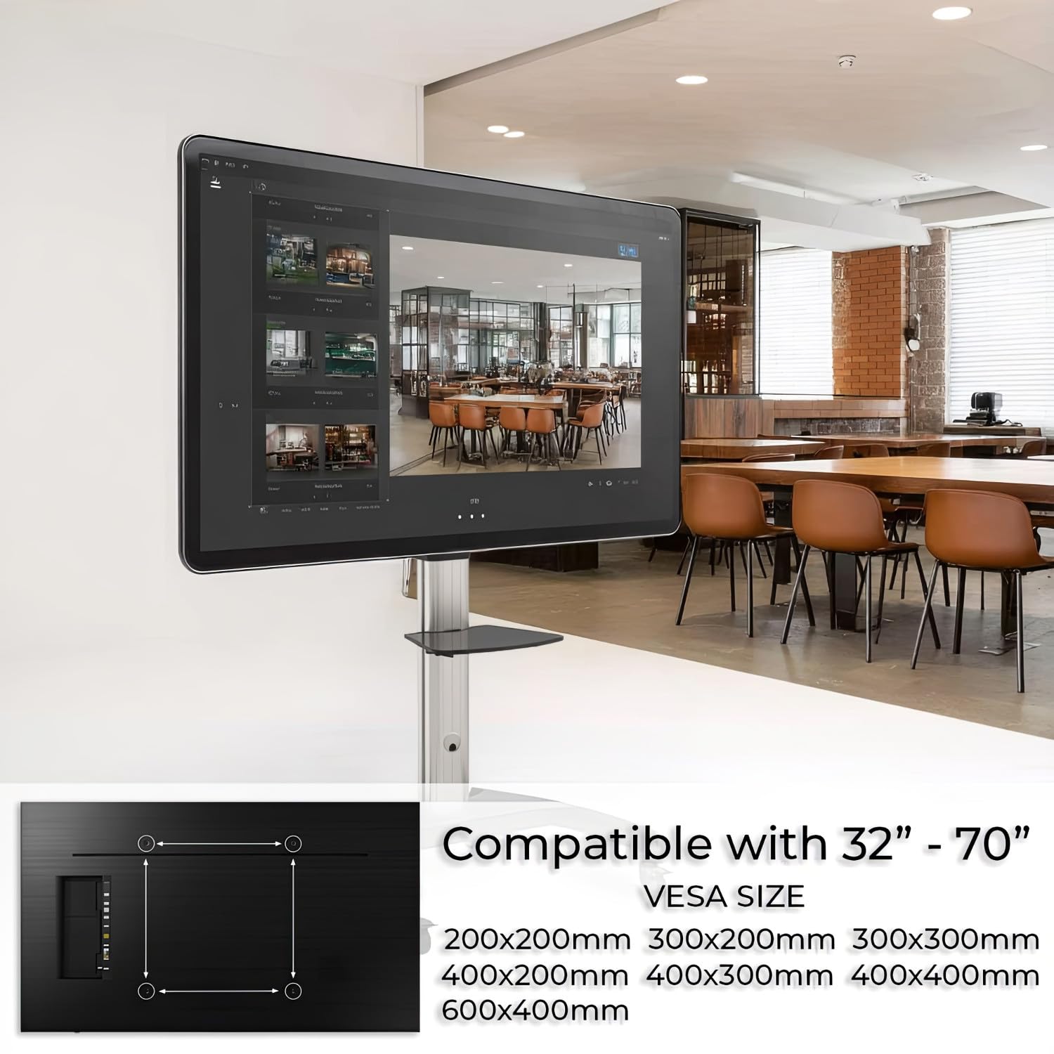 Maclean Energy MC-801 TV-Ständer 70" Rollen höhenverstellbar