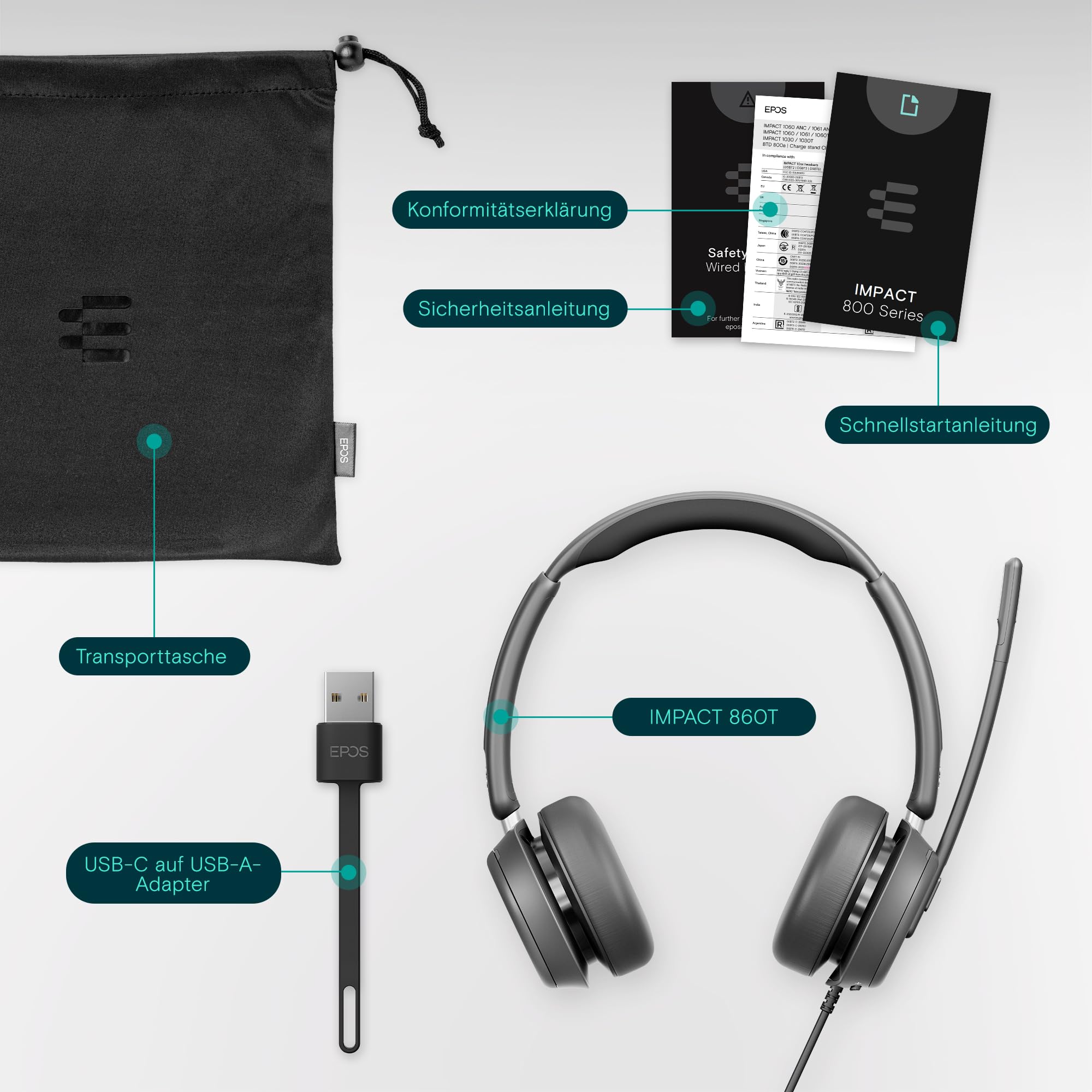 EPOS IMPACT 860T Headset USB-C Teams Stereo Kabel