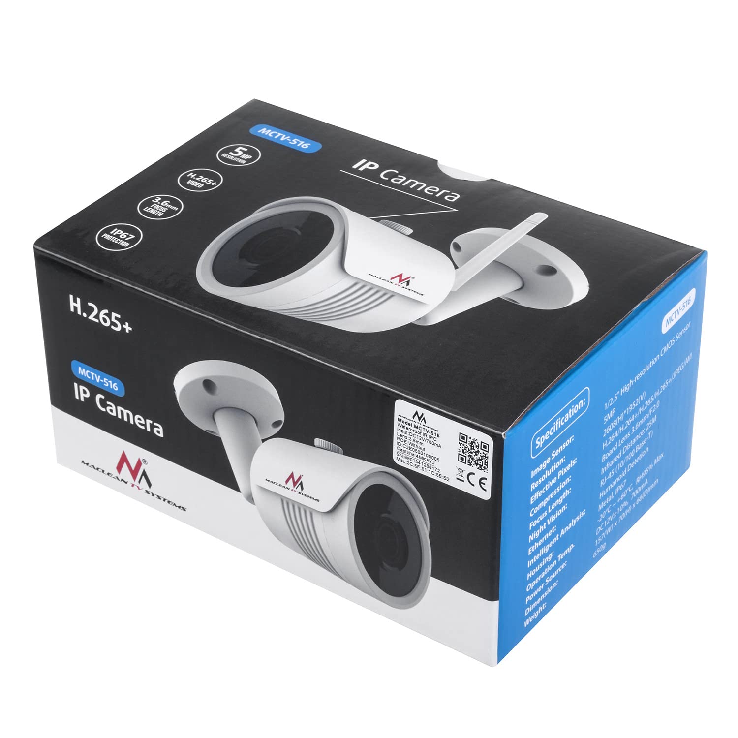 Maclean TV Systems MCTV-516 WLAN Überwachungskamera 5MP IP67