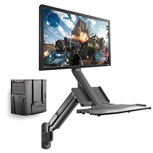 Maclean MC-838 Monitor Wandhalterung 17-32 Zoll 3-in-1 mit Tastaturablage