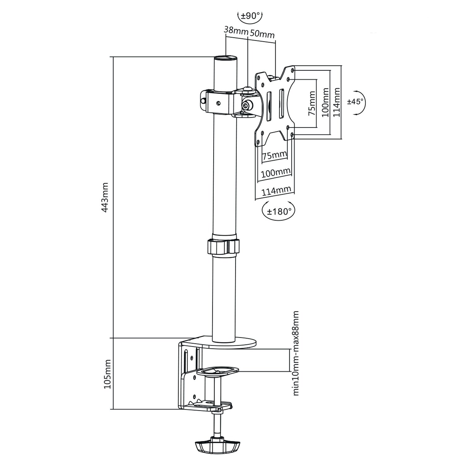 Maclean MC-751 Tischhalterung Monitorarm 13-32" VESA 8kg 1 Gelenk