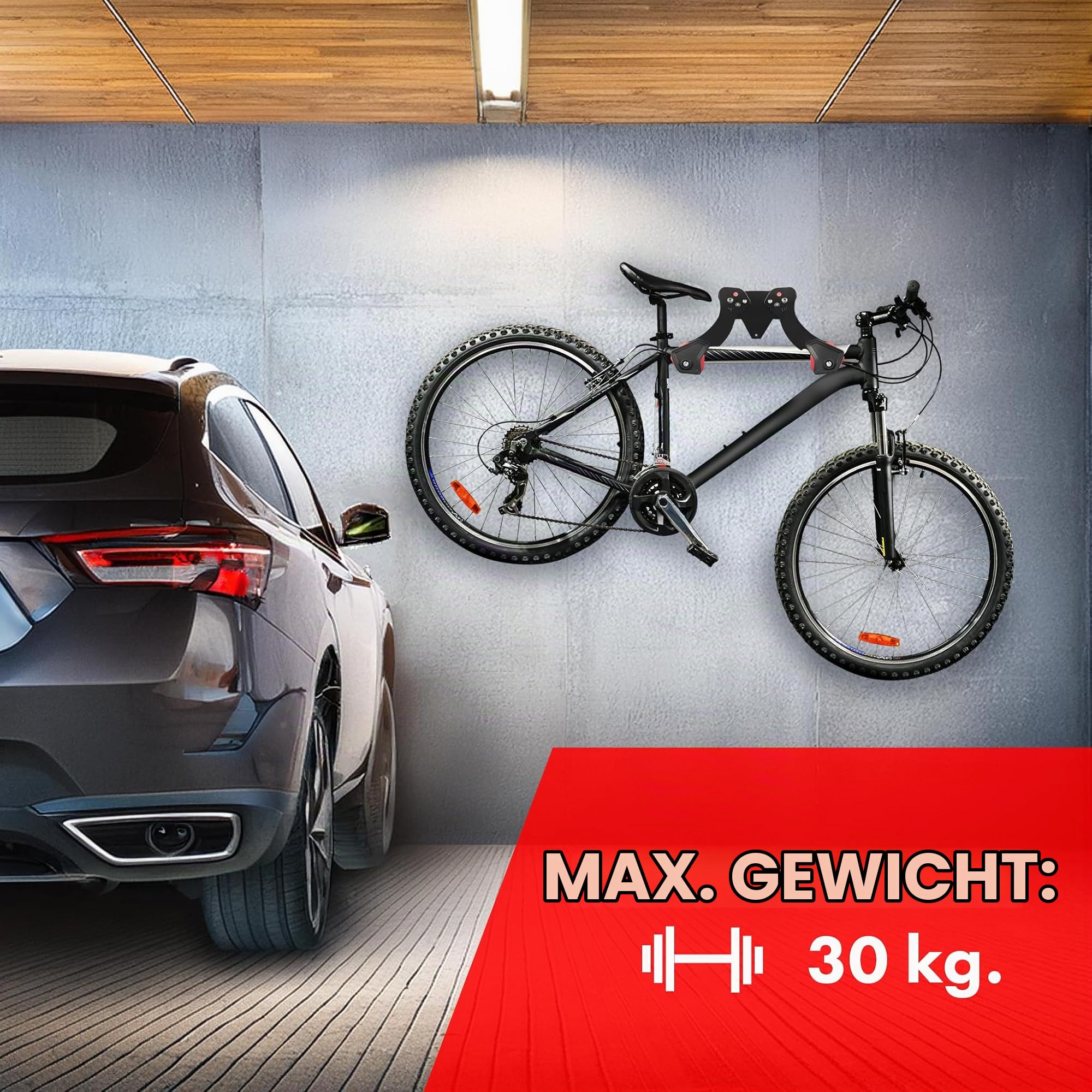 Maclean Brackets Fahrrad-Wandhalterung 30 kg horizontal 2 Haken