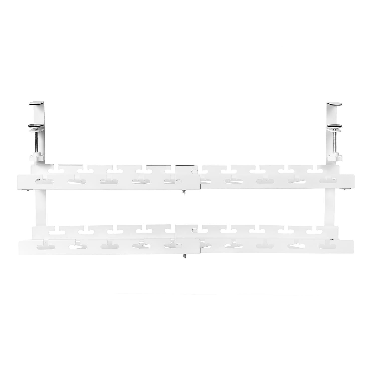 Maclean Brackets Kabelhalter Untertisch weiß 2 Ebenen 5 kg