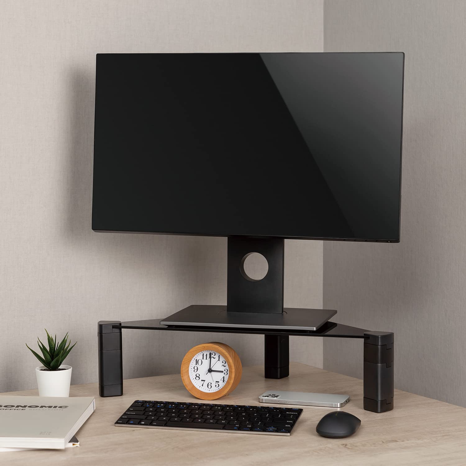 Maclean MC-935 Monitorständer Glas Höhenverstellbar 20 kg