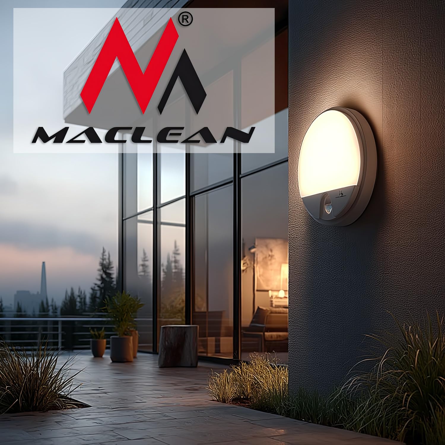 Maclean Energy MCE291 LED Wandleuchte Weiß mit Bewegungsmelder IP54