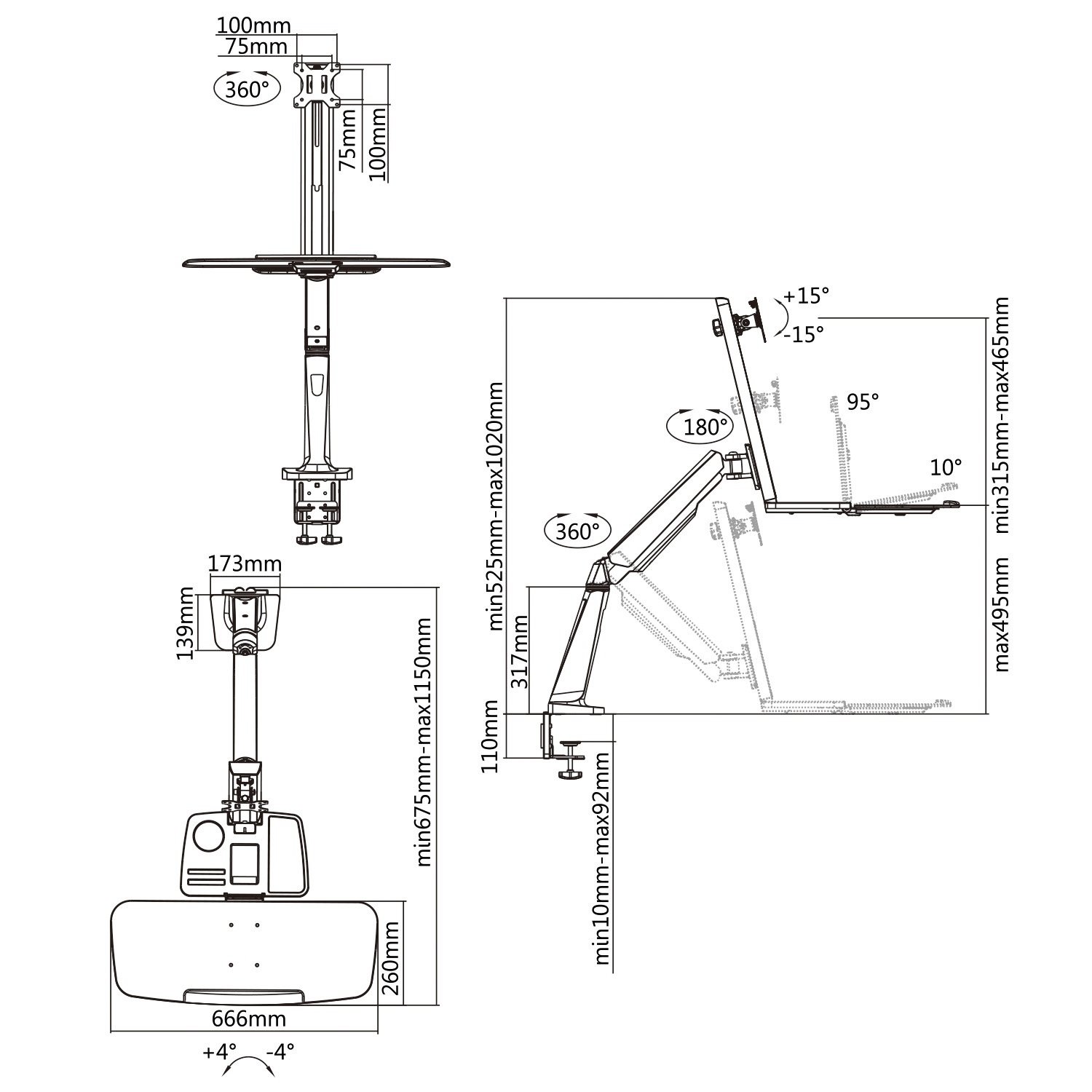 Maclean Brackets MC-728 Monitor-Tischhalterung 13-32" 8kg