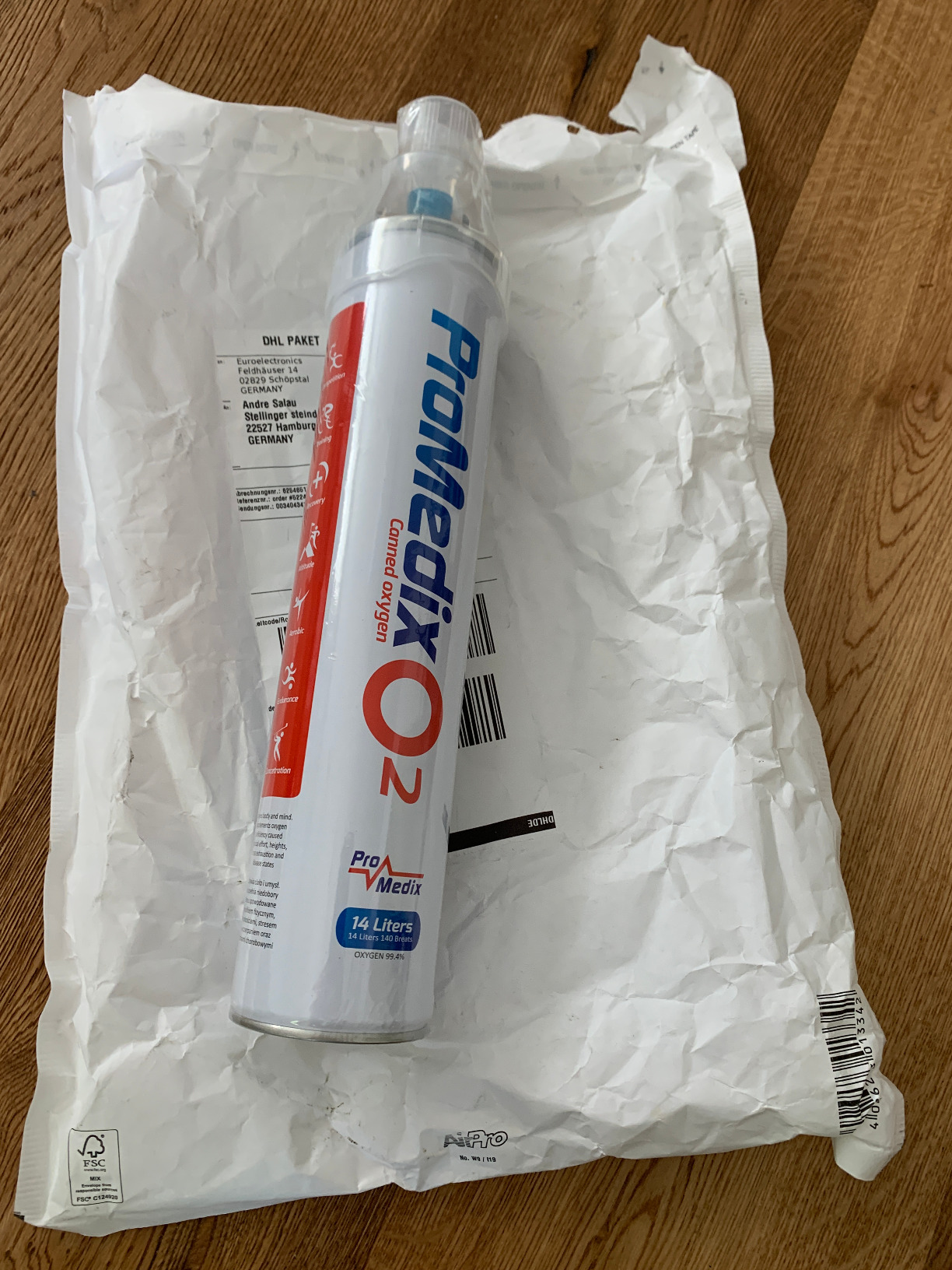 Maclean Energy PR-994 Sauerstoffdose 2x12L 99,4% 2er Pack